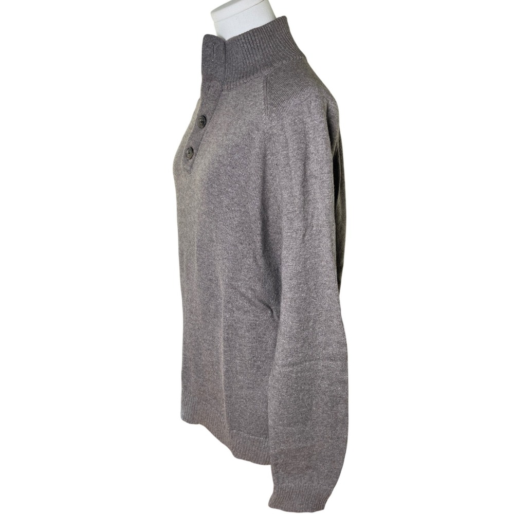 Banana‎ Republic XL Men's Mock Neck Sweater Taupe Wool Blend Button Pullover - Picture 2 of 8